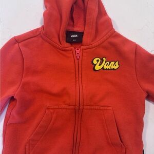 Vans Kids Red Zip-Up Hoodie with Yellow Logo